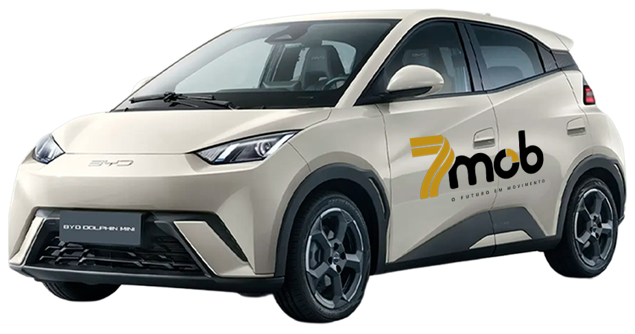 BYD Dolphin Mini adesivado com a marca 7MOB